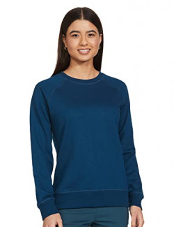 Amazon Brand - Symbol Women's Cotton Blend Crew Neck;Hooded Neck Sweatshirt (AW18WNSSW01_ Poseidon Blue_S_Poseidon Blue_S)