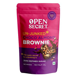 Open Secret Chocolate Almond Brownie| Snack Box Gift Hamper| Zero Refined Sugar No Maida Guilt (Chocolate Brownie, Pack of 6)