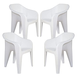 Supreme Furniture Futura Plastic with-Arm Chair Suitable for Home, Office, Garden, Living Room, Cafeteria, Restaurant, Hotel, Resort, Indoor & Outdoor(Set of 4, Milky White)