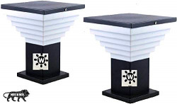 WHITERAY Metal gate Light /Modern Design Stairs Shape Waterproof Outdoor Lamp (Black & White) Metal and PVC (2) 10watts