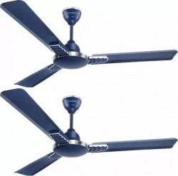 LONGWAY Wave P2 1200 mm/48 inch 400 RPM Ultra High Speed 3 Blade Star Rated Anti-Dust Decorative Ceiling Fan 2 Year Warranty (Silver Blue, Pack of 2)