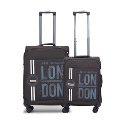 V Lite - Moscow Combo Set of 2 (Small + Medium) Softside Trolley Bag, Cabin 20 + Check-in 24 Expandable Suitcase Travelling Luggage with Anti-Theft Zippers for Men and Women (Grey)