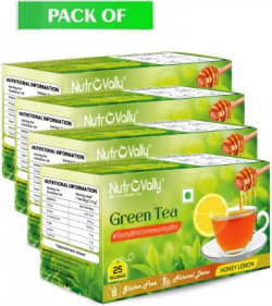 NutroVally Lemon Honey Green Tea for weight loss with Premium green tea leaves Honey, Lemon Green Tea Bags Box(4 x 25 Bags)