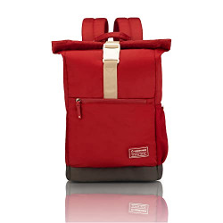 uppercase 14 Ltrs Medium (14.6 Inch) Laptop Backpack 2100Ebp1 Roll Top Sustainable Bags With Rain Proof Zippers For Men, Women, Boys And Girls, 750 Days Warranty, Red