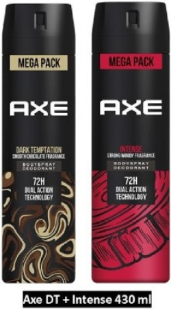 AXE Dark Temptation and Intense Deodorant Spray - For Men(430 ml, Pack of 2)