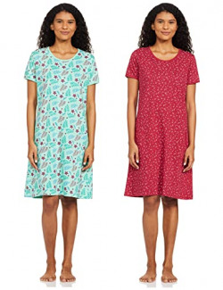 SUGR Women's Polyester Ankle Length Casual Regular Nightgown (SUINWNI20002ASO_Assorted_XL)
