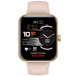 Maxima New Samurai Smartwatch 1.85 , 1st Time Call Accept Feature, Hindi Language Support, 600Nits Brightness, Longer Battery, in-App GPS,100+ Watch Faces, Multisport Modes,HR/SpO2 (Gold Peach)