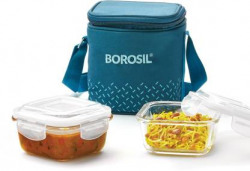 BOROSIL Teal Vertical 2 Containers Lunch Box(320 ml)