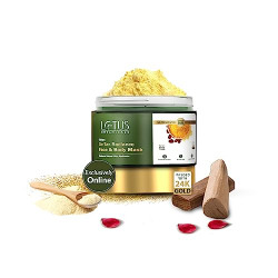 Lotus Botanicals Ubtan De-Tan Radiance Face And Body Mask | Infused with 24K Gold | For Boosting Skin Radiance, Reducing Skin Dullness & Anti-Tanning | No Silicon, No Sulphates, Non-Comedogenic, No Preservatives | 140g