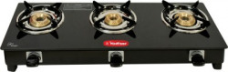Hindflame 3 Burner Straight Line Black Toughened Glass Manual Gas Stove(3 Burners)