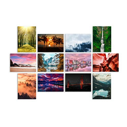 PAPER PLANE DESIGN Landscape Wall Poster for Home Decor Living Room Bed Room Set of 12 A4 Size (29 X 21 cm)