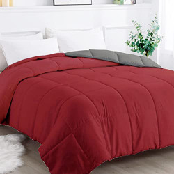 BSB HOME 2nd Gen 300 GSM Microfiber Reversible Quilted Solid Super Soft and Cozy AC Comforter/Blanket/Quilt/Duvets for King Size/Double Bed Size (230X250 cm, Blue and Red)