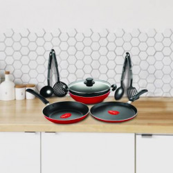 Pigeon Mio 8 Piece Gift Set Non-Stick Coated Cookware Set(Aluminium, 8 - Piece)