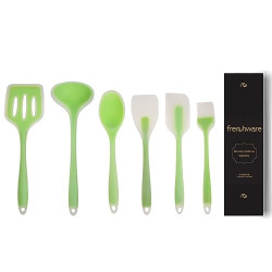 Frenchware (Set of 6) Non-Stick Premium Silicone Spatula & Kitchen Utensil Set for Cooking, Baking & Mixing, Heat-Resistant up to 230C, Food-Grade & BPA-Free, Dishwasher Safe, FDA Approved (Green)