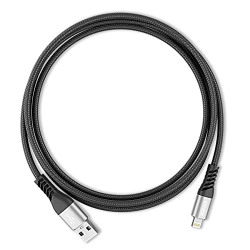 Intex Speed Electra 3i Lightning 3A Power Output Cable with High Speed Data Transmission Upto 480 Mbps, Tangle Free, Compatible with iOS, Premium Nylon Braided with Silver Metal Shell Design(Black)