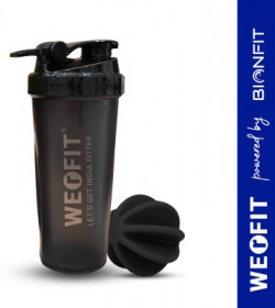 WErFIT Gym Shaker Bottle for Protein Shake, Sports and Hiking Bottle, 100% Leak-Proof 700 ml Shaker(Pack of 1, Black, Plastic)
