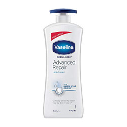 Vaseline Derma Care, Advanced Repair Body Lotion, 400 ml, for Sensitive, Dry, Rough Skin, Visibly Reduces Dryness in 24Hr, Non-Greasy, Long Lasting Moisturization