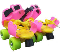 Supreme Deals Roller Skates with Front Break for Kids Age Group 4-12 Years Unisex, Adjustable Inline Skating Shoe , Multicolor