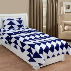 NAINI HOME 144 TC Cotton Single Printed Flat Bedsheet(Pack of 1, Blue)