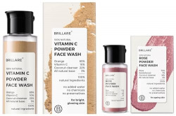 Brillare Vitamin C Face Wash| 30g & Brillare Rose Face Wash | Anti Ageing Skin | Sandalwood & Coconut Face Wash for Hydration| 15g Combo