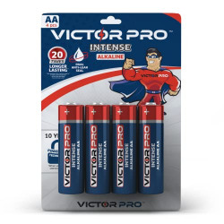 VictorPro Intense AA Alkaline Battery 4 Pcs - 20 Months in Remote - Long Lasting -10 Year Power Lock Technology - for Toys, Flashlights, Keyboards, Mouse and More