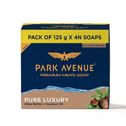 Park Avenue Premium Mens Soaps for Bath Pure Luxury | 125g (Pack of 4) | Enriched with Shea Butter & Coconut Oil | Grade 1 Soap | For All Skin Types