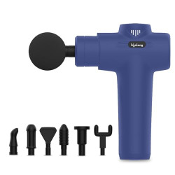 Lifelong Gun Massager Machine for Pain Relief | Body Massager | 6 Speed Settings | 1200 mAH Battery | 7 Heads | Best Gift for Men & Women (LLGM117, Blue)