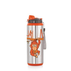BASIK Sprint 750 - Junglee Summer Double Wall Insulated 390ml Bottle (Pack of 1, Orange, Steel Inner)