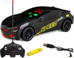 CADDLE & TOES Famous Car Remote Control 3D Car with LED Lights, Chargeable(Black)
