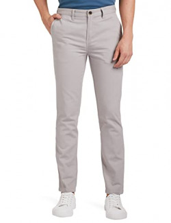 Amazon Brand - House & Shields Men's Straight Casual Trousers (HSCT-TO-001_Lt. Grey_38W x 31L)