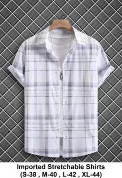 Bluecorp enterprise Men Checkered Casual Grey, White Shirt