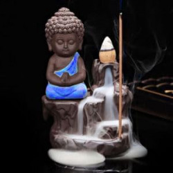 CraftVatika Buddha Smoke Backflow Incense Burner for Diwali Decoration Item, Polyresin Incense Holder