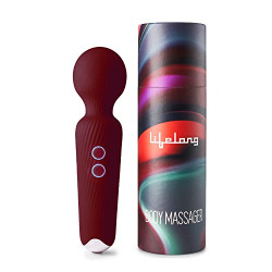 Lifelong Personal Massager Machine for Women - Compact, Electric Wireless Mini Massager with 20 Vibration Modes, 8 Speed-Levels & Fast Charging - Water Resistant Silicone Massage Machine for Full Body (LLM711, Wine)