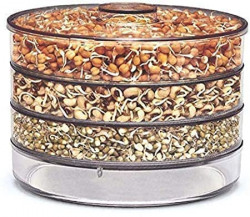 E-COSMOS Sprout Maker with 4 Compartments for Multi Purpose Use - Plastic Grocery Container Sprouted Grains Seeds Dal Channa Chole Ragi Organic Sprouting Jar (500ml,4-Layer)
