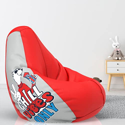 ComfyBean Bag with Beans Filled XXXL- Official: Jack & Mayers Bean Bags - for Young Adults - Max User Height : 5-5.8 Ft.-Weight : 60-70 Kgs(Model: Chill Vibes Only - Red Light-Grey)
