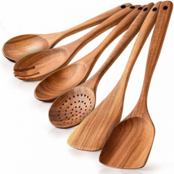 Flipkart SmartBuy Kitchen Cooking Spatula Non Stick Serving Set of 6 Kitchen Tool Set(Brown, Spatula, Ladle, Skimmer)