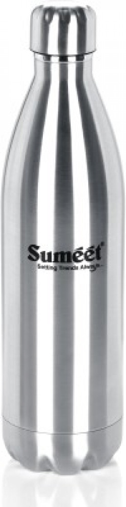 Sumeet Double Wall Water Bottle,24 Hours Hot & Cold 1000 ml Flask(Pack of 1, Silver, Steel)