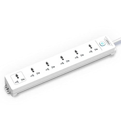 EMBOX 10A Extension Board 6way power strip 2500w with Universal Sockets With Master Switch,Safety Shutter,Indicator and 1.8 mtr Cord length