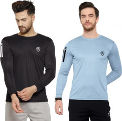 Cruister Sporty Men Round Neck Light Blue, Black T-Shirt