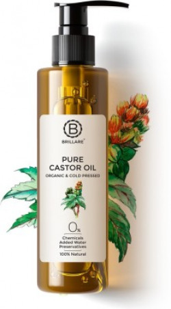 Brillare Pure Castor Oil, 100 Percent Natural, Organic and Cold-Pressed, 200 ML, Zero Chemicals Hair Oil(200 ml)