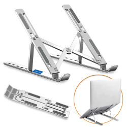 FreshDcart FDC4298 Adjustable Laptop Stand Aluminum Tabletop Laptop Stand with Foldable Laptop Stand Multiangle Stand for Laptop MacBook Notebook Tray Desk Table (Pack of 1)