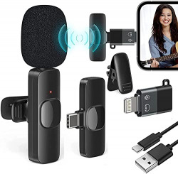 Careflection K8 Wireless Collar Mic for Type-C Android Cell Phone,Tablets & iPhone Supported Lavalier Microphone, Noise Reduction Lapel Mike -Shoots,Youtubers, Video Recording,Facebook,Live Stream