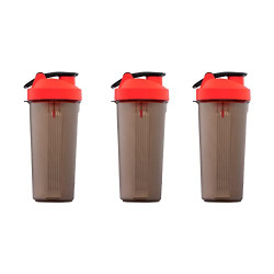 SAND DUNE Set of 3, 900 ml Each Red Unbreakable Shaker/Sipper Pet Bottle, 100% Leakproof, BPA-Free Blender Bottle, Ideal for Water, Whey Protein, Preworkout, Shakes