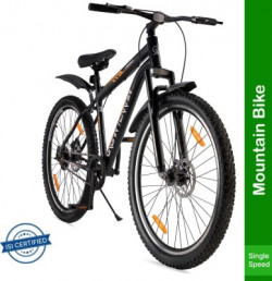 Urban Terrain Bolt Cycles for Men with Front Suspension & Dual Disc Brake MTB Bike UT5001S27.5 27.5 T Road Cycle(Single Speed, Black)