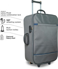 rk collection Grey suitcase 20inch in heavy fabric Expandable Cabin Suitcase - 20 inch