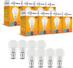 Wipro 10 W Standard B22 LED Bulb(White, Pack of 8)