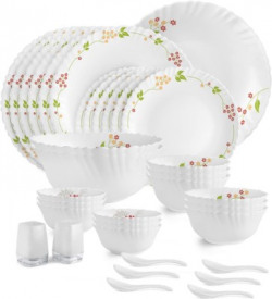cello Pack of 35 Opalware Dazzle Secret Garden Dinner Set(White, Microwave Safe)