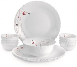 cello Pack of 13 Opalware Dazzle Lush Fiesta Dinner Set, 13 PC Dinner Set(White, Microwave Safe)