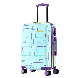 Nasher Miles Denver Hard-Sided Polycarbonate Printed Cabin Luggage Light Blue 20 inch |55cm Trolley Bag