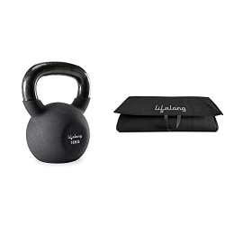 Black Neoprene cast Iron Kettlebells 16Kg+Lifelong 10mm Extra Thick Yoga and Exercise Mat (Hand Washable & Anti Slip) Comfortable Support